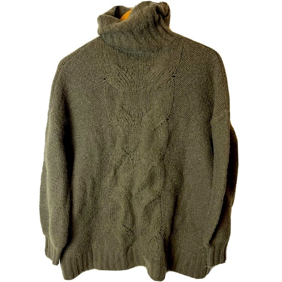 Aerie Oversized Turtleneck Sweater Cable Knit Wool acrylic Blend cozy size small - Picture 1 of 8
